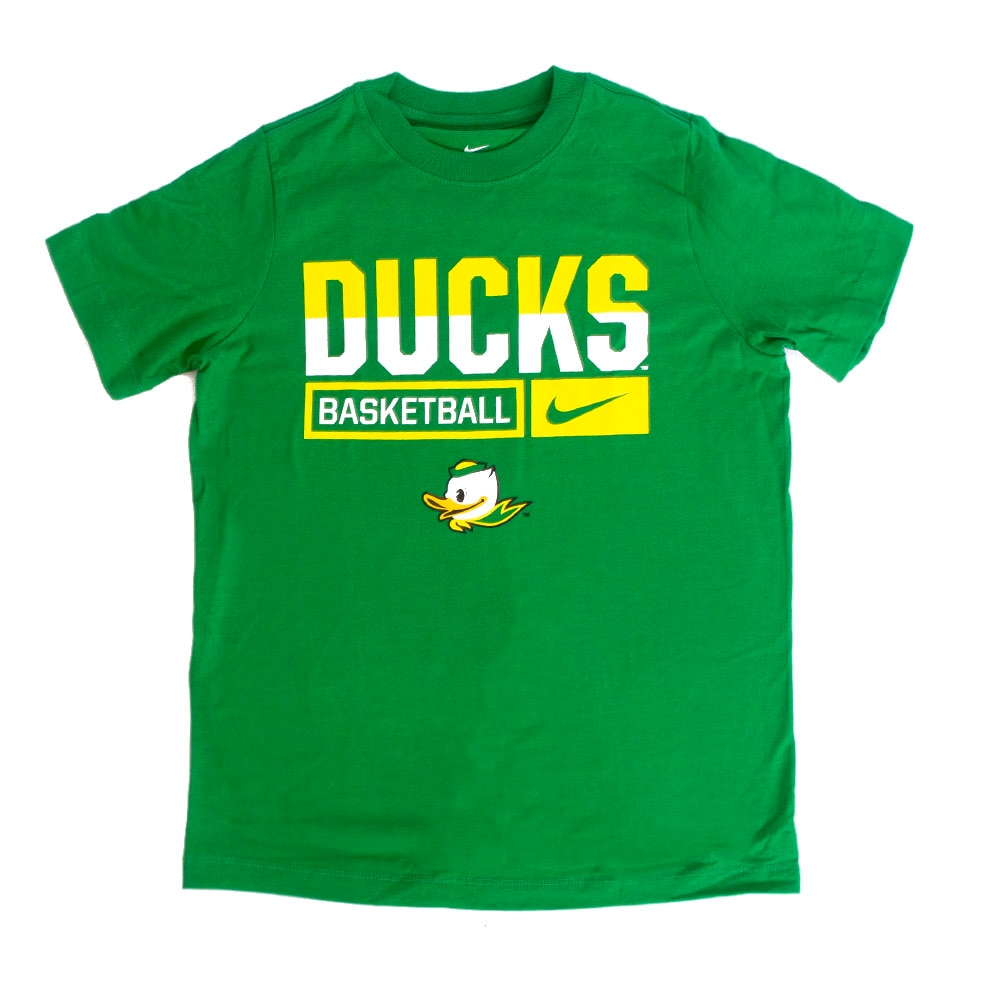 Fighting Duck, Nike, Green, Crew Neck, Cotton, Kids, Youth, Basketball, Mascot, T-Shirt, 845842